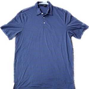 RLX Golf Shirt - Mens Large - Performance Polo - Black And Purple Striped